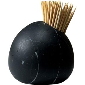 Nero Marquina Marble Toothpick Holder, Match Holder for Candles, Decorative Natural Stone, Modern Home Decor (Nero Marquina)