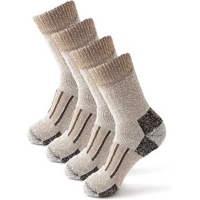 Mens Merino Wool Hiking Cushion Socks Thermal Warm Crew Winter Boot Socks, 2-Pack