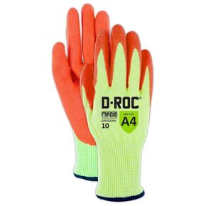 MAGID D-ROC 13 Gauge Hi-Vis NitriX Grip Technology Coated Work Glove – Cut Level A4 (24 Pair)