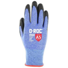 MAGID ANSI A5 D-ROC AeroDex 18-Gauge Work Gloves, 1 Pair, Foam Nitrile Coated, Size 6/XS, Blue