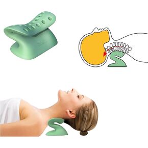 Cervical Traction Device, Neck Stretcher, Ergonomical Neck Traction Pillow, Silicone, Latex Free