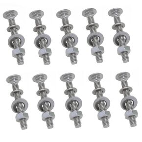 Stainless Steel 18-8 Full Thread Covering 1/4-20 x2 Carriage Bolts and Nuts kit Square Bolt t Slot Bolts Head Bolts Hexagon nut for Front Bolt Spring Washer and Flat Washer Silver 10Set