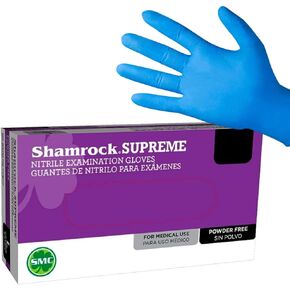 Shamrock Nitrile Examination Gloves, Blue Disposable, Latex Free, Powder Free, Safe for Food Handling