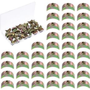 40 PCS M6 Half Moon Nuts Spacer with Box, Bronze Alloy Bed Frame Hardware, Nut Spacers for Furniture, Wardrobe, Table, Closet, Cabinet