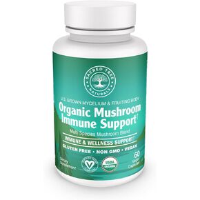 Organic Mushroom Immune Support Capsules, 9 Mushroom Blend for Immune Health & Wellness