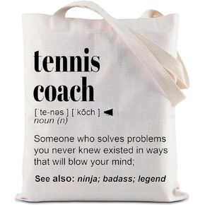 ZJXHPO Tennis Coach Definition Tote Bag Tennis Coach Appreciation Gift Tennis Captain Reusable Grocery Shopping Bag