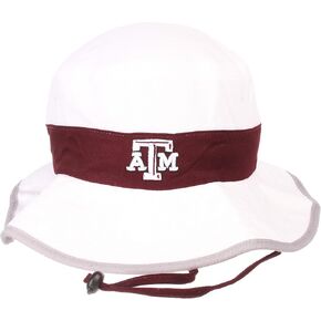 ZHATS Texas A&M Aggies White Centerline Bucket Hat with Drawstring - NCAA Gilligan Fitted Cap (Small)