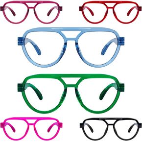 BLUELESS Oversized Reading Glasses Metalless Screwless Spring Hinges Women 6-Pack Readers +0.50