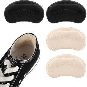 Sibba 4 Pair Heel Cushion Pads, Self-Adhesive Heel Grips Inserts for Boots Loose Shoes Too Big, Anti Blister Shoe Liners Heel Protectors, Reusable Heel Guards Liners for Women Men, Improve Shoe Fit
