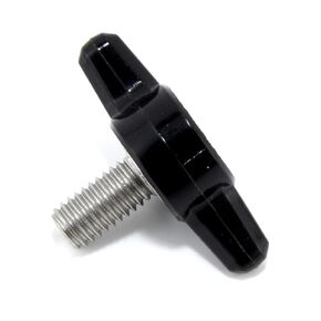 #10-32 x 3/8" Thumb Screw Stainless Steel - Black Tee Wing Plastic Knob - Fine Thread Thumbscrew - Length: 0.375" - Proudly Built in USA - Package of (4)