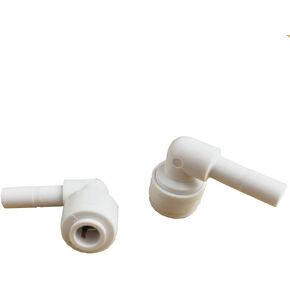 5 Piece 1/4"" Stem Elbow Right Angle Quick Connect RO Fittings for Reverse Osmosis System Under the Sink Water Filteratrion System, Ice Maker Supply Line, Coffee Maker, White, GL-12-352