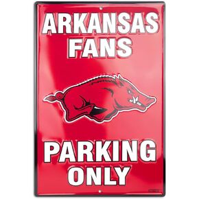Hangtime University of Arkansas - ARKANSAS RAZORBACKS Metal Parking Sign 12 x 18 embossed