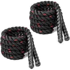 QWORK 2 Pack Heavy Duty Weighted Skipping Rope for Fitness - 2.8 lbs, 9.2 ft - High-Density Polymer Fiber - Anti-Slip Handle - Exercise Training Heavy Rope for Full Body Workout & Fitness Training