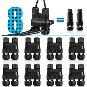 SUNVIE Low Voltage Wire Connector Fastlock2 Landscape Lighting Wire Connectors Waterproof Low Voltage Connector 12-18 Gauge Landscape Wire Connector for Landscape Light Pathway Lights, 8 Pack