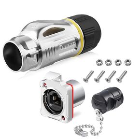 RJ45 Waterproof Connector, Industrial Signal Circular Connector with IP67 Protection Level for Ethernet Networks for Home Networks, Industrial Networks, Stage Signal Connection