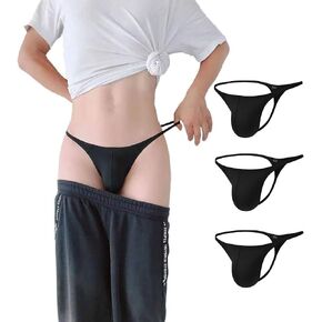 WOWSKY Mens Gstring Nylon Thongs Sexy Low Rise Bulge Pouch G-string 3 Pack in Kuwait