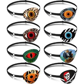Eurzom 8 Pcs Eye Patches for Kids Adjustable Single Eye Patch Reusable Cute Girls Boys Eye Patch with Elastic Strap for Lazy Eye Either Eye Left or Right Eyepatch, Various Patterns(Animal Style)