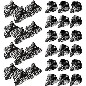 Winmau Prism Zeta Black, White and Grey Kite Shape Dart Flights - 10 Sets per Pack (30 Dart Flights in Total)
