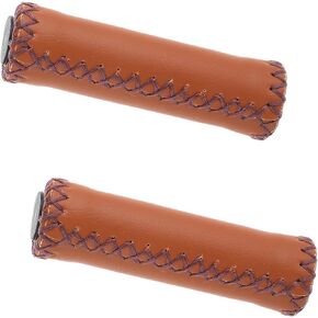 Bike Bicycle Comfort Handlebar Grips Brown Beach Cruiser Bike Bicycle Soft Synthetic Leather Handlebar Cover Grips Bar Vinyl Leather Grips Fits Most 22.2mm (7/8") Bicycle Handlebar
