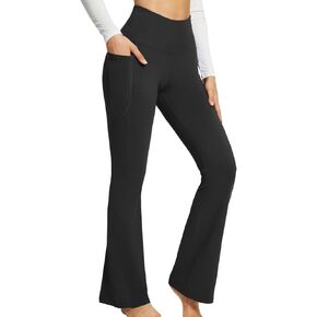 Women's Flared Yoga Work Pants with Pockets High Waist Bootcut Workout Gym Pants