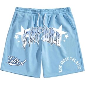 SHENHE Men's Graphics Shorts Drawstring Waist Print Workout Track Streetwear Shorts with Pocket