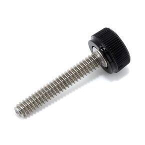 #6-32 x 7/8" Thumb Screw Stainless Steel - Black Knurled Round Plastic Knob - Standard/Coarse Thread Thumbscrew - Length: 0.875" - Proudly Built in USA - Package of (4)