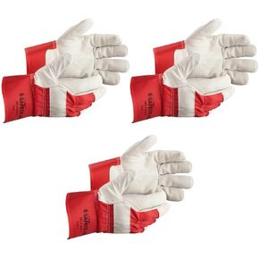 J. J. Keller SAFEGEAR Red Cowhide Leather Work Gloves - 3 Pairs