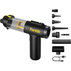 Fanttik Slim V10 Mix Cordless Car Vacuum, 4 in 1 Handheld Air Duster and Vacuum, Color Smart LED Display, 16kPa Suction Power, Cordless Portable Mini Keyboard Vacuum for Car, Office Desk