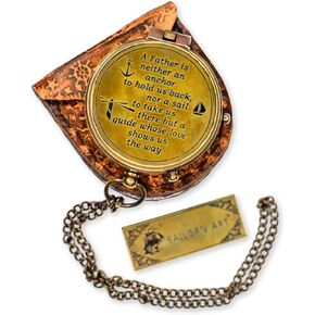 Sailor's Art Pocket Compass for Boys and Men, Solid Brass Directional Engraved Compass for Baptism Gifts, Communion and Confirmation Christian Gifts for Boys Graduation, Vintage Military Compass