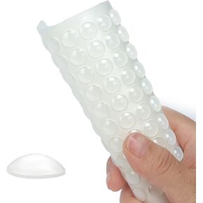 Cupboard Door Clear Adhesive Bumper Pads, 200pcs Hemispherical, 3/8" Diameter Clear Adhesive Dots for Cabinet Doors, Glass Countertops, Sound Deadening, Wall Protection, Non-Slip Clear Rubber Feet.
