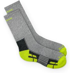 Half Cushion Lightwight Hiking Crew Socks- One Pair (Medium, Charcoal w/Volt)