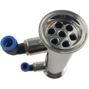 Stainless Steel 304 2" Tri Clamp Dephlegmator, 2" Tri Clover Compatible Reflux Condenser, Moonshine Stiller Using, 7pcs Inner Tube, 1/2 inch FNPT Cold Water Connection (6 inch long)
