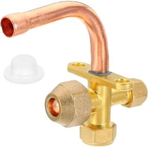 PATIKIL Air Conditioner Stop Valve, Fit for 3/8" OD Copper Tube Size Elbow 90 Degree 3 Way Angle Stop Service Valve Fitting for Mini Split AC Refrigeration