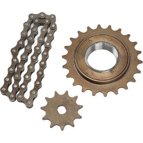 Sprocket Chain Set, Electric Bike 22T Tooth Rear Freewheel with 410 Gold 11T H Hole Sprocket 38 Links Chain Kit Bicycle Accessories Set