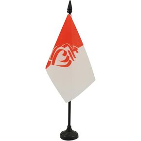 AZ FLAG French Department of The Vendée Table Flag 4'' x 6'' - France - Vendée Desk Flag 15 x 10 cm - Black Plastic Stick and Base