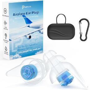 Airplane Travel Essentials Ear Plugs 1 Pair(M), Reusable Earplugs for Airplane Pressure Relief, Soft Silicone Travel Ear Plugs for Adults, Noise Cancelling for Plane, Long Flight(Blue)