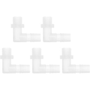 5 Pcs Plastic Hose Barb Fitting 1/2" Hose Barb G3/8 Male NPT Elbow Barbed Adapter Clear PP