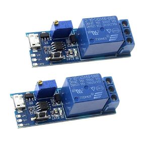 2pcs Trigger Time Delay Switch Relay Module Adjustable Time Delay Control Swtich Trigger Delay Conduction Relay Switch Module Wide Voltage Delay Relay DC 5V-30V Micro USB Power