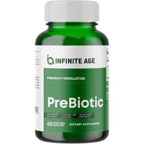 INFINITE AGE Prebiotic Capsules, 60 Count: Premium FOS Prebiotic Fiber Supplement for Digestive Health, with Chicory & Acacia, FOS Supplement for Men & Women