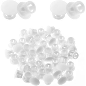 Bivethoi 50 PCS Plastic Hole Plugs 6mm / 1/4 Inch Hole Cover, White Flush Type Hole Plug Snap in Plastic Plugs, Pipe Post Hole Cap Tube Insert Plug Round End Cap Panel Plug for Chair Table Furniture