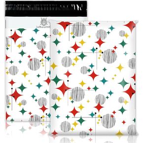 100Pcs Modern Retro Poly Mailers 10 x 13 Inch Red Green Star Packaging Bags Self Seal Mailing Envelope Bags for Small Business Packing Moving