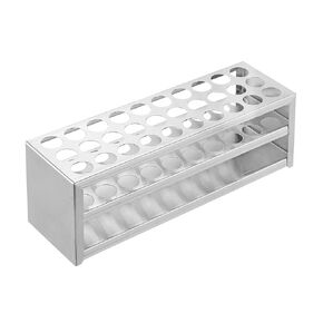 PATIKIL 30 Holes Test Tube Rack, 0.83"(21mm) Round Hole 304 Stainless Steel Test Tube Holder Stand Suitable for 25ml Test Tube for Laboratory Scientific Experiments, Silver Tone