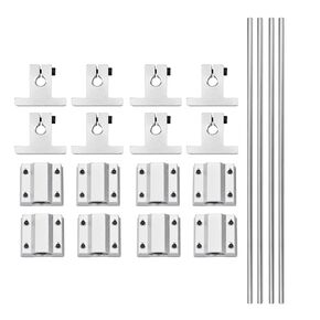 [20pcs / Pack] 8mm Linear Motion Rod Shaft Guide Set,4X 400mm Linear Motion Rod Shaft Guide,8pcs Linear Slide Blocks and 8pcs SK8 Rod Rail Support for 3D Printer and DIY CNC Parts