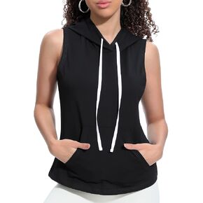 Xeoxarel Women's Sleeveless Tank Top Hoodies Vest with Pockets (S-XL)