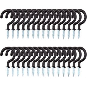 30pcs 2''Ceiling Hooks, Vinyl Coated Screw-in Wall Hooks Light Hooks Towel Hooks Cup Hooks Heavy Duty Metal Screw Hooks Mug Hooks for Home Office Wall Storage & Organizer Brown