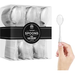 Exquisite Mini Clear Plastic Spoons for Tasting Spoons Disposable I 96 Pack I Mini Tasting Spoons Mini Plastic Spoons I Mini Ice Cream Spoon I Tiny Utensils I Cake Spoon I Mini Serving Spoons