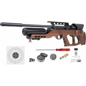 Hatsan AirMax .25 Cal Air Rifle with Pack of 150ct Pellets and 100x Paper Targets Bundle (Hardwood Stock)