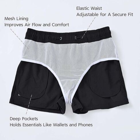 Men's Sport Shorts with Pockets and Elastic Waistband Activewear Workout Shorts for Men in Kuwait