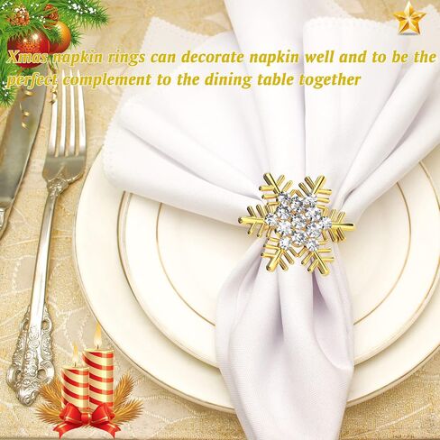 ZeeDix Christmas Flower Napkin Rings Set of 8, Silver Lotus Elegant Rhinestone Napkin Ring Serviette Buckles Holder for Wedding Birthday Christmas Holiday Party Home Kitchen Dinner Table Decoration in Kuwait