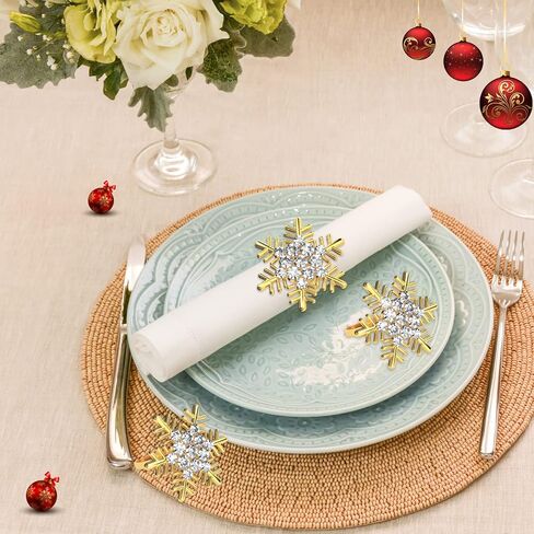 ZeeDix Christmas Flower Napkin Rings Set of 8, Silver Lotus Elegant Rhinestone Napkin Ring Serviette Buckles Holder for Wedding Birthday Christmas Holiday Party Home Kitchen Dinner Table Decoration in Kuwait